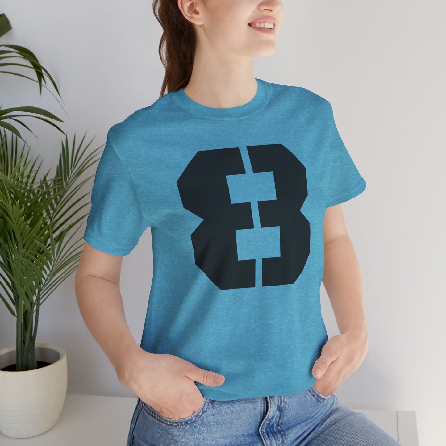 Stylish Unisex Jersey Tee with Bold 8 Number Design, Casual Wear, Sports Fan Gear, Team Spirit Tee, Everyday Comfort, Gift Idea for Her and for Him