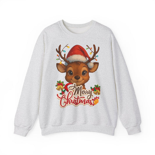 Christmas Baby Reindeer Sweatshirt-Felpa natalizia con  baby renna - English and Italian description ; XS - 5XL, White, Grey , Sand