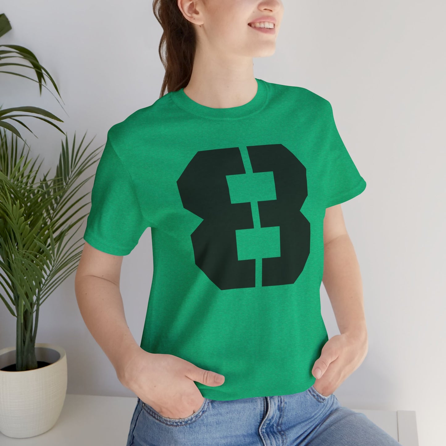 Stylish Unisex Jersey Tee with Bold 8 Number Design, Casual Wear, Sports Fan Gear, Team Spirit Tee, Everyday Comfort, Gift Idea for Her and for Him