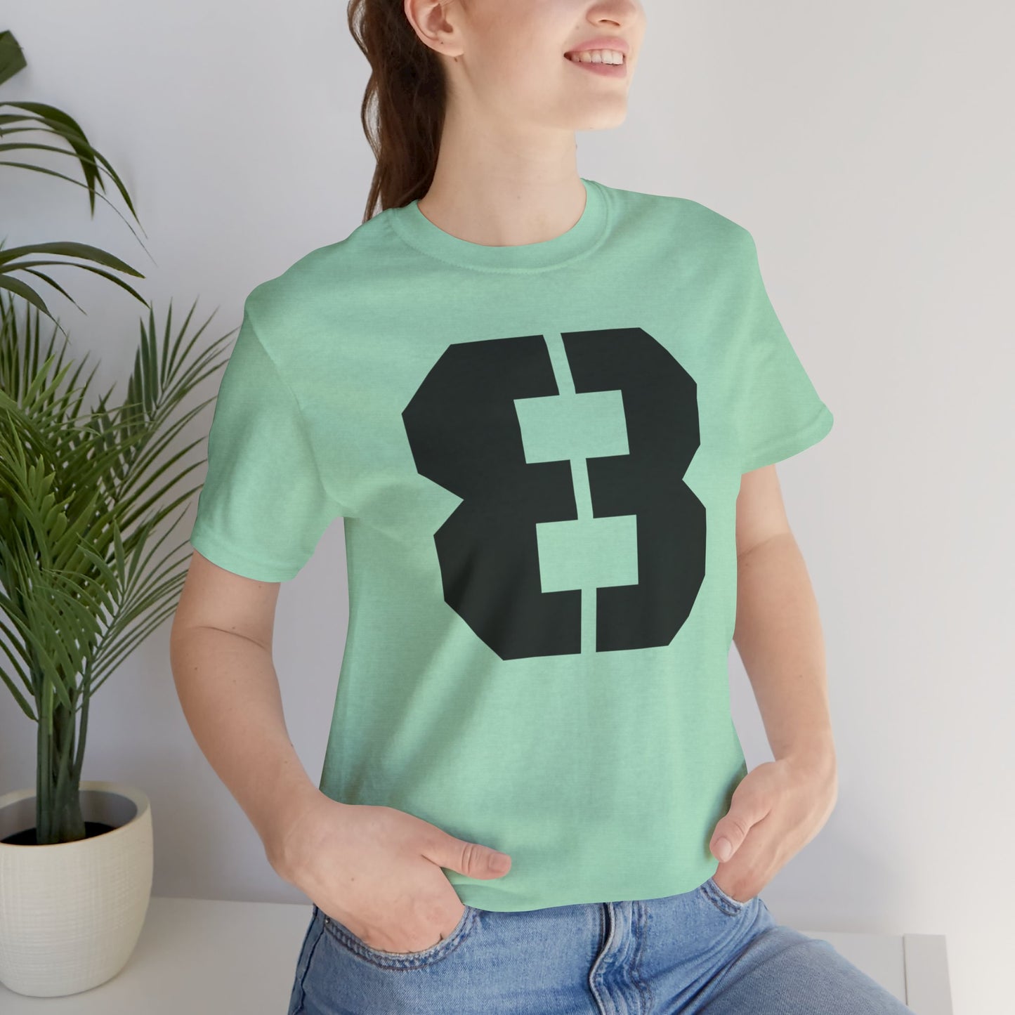 Stylish Unisex Jersey Tee with Bold 8 Number Design, Casual Wear, Sports Fan Gear, Team Spirit Tee, Everyday Comfort, Gift Idea for Her and for Him