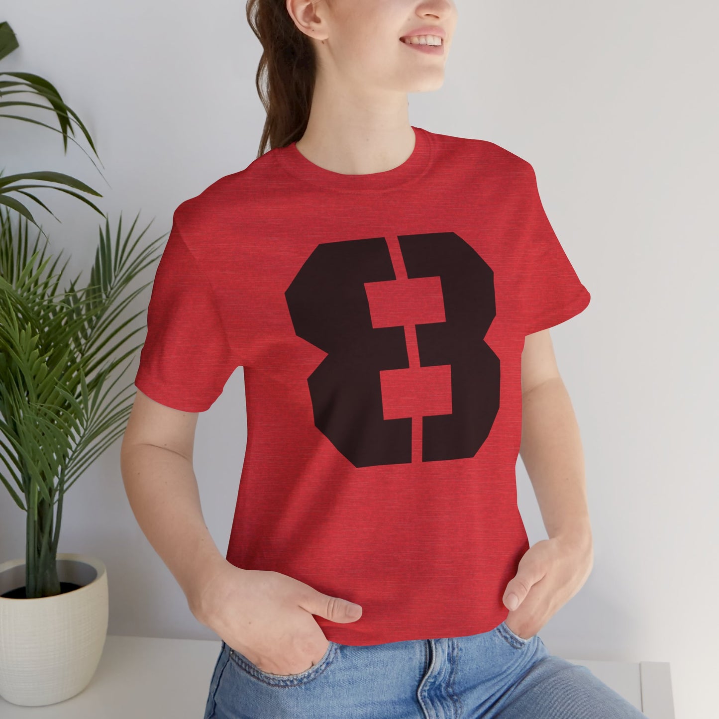 Stylish Unisex Jersey Tee with Bold 8 Number Design, Casual Wear, Sports Fan Gear, Team Spirit Tee, Everyday Comfort, Gift Idea for Her and for Him
