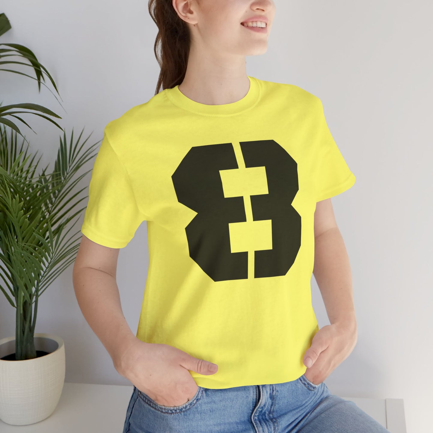 Stylish Unisex Jersey Tee with Bold 8 Number Design, Casual Wear, Sports Fan Gear, Team Spirit Tee, Everyday Comfort, Gift Idea for Her and for Him