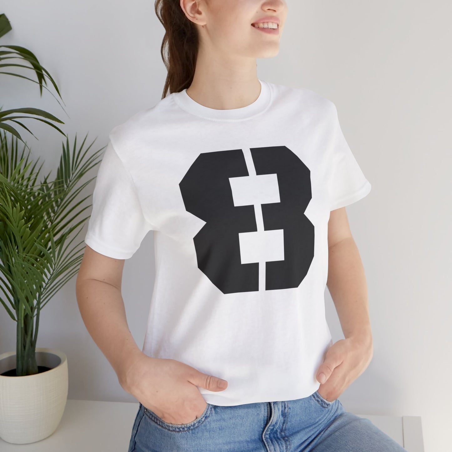 Stylish Unisex Jersey Tee with Bold 8 Number Design, Casual Wear, Sports Fan Gear, Team Spirit Tee, Everyday Comfort, Gift Idea for Her and for Him